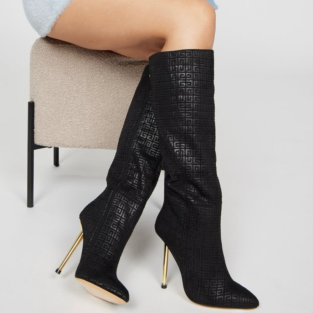 Fashion Nova Need Some Clarity Knee Hight Boots - Black, 7.5
